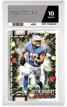 2026 TOPPS HOLIDAY HOLIDAY #54 JUSTIN HERBERT MPE 10 GEM/MT — graded card up for auction
