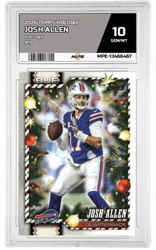 2026 TOPPS HOLIDAY HOLIDAY #10 JOSH ALLEN MPE 10 GEM/MT — graded card up for auction