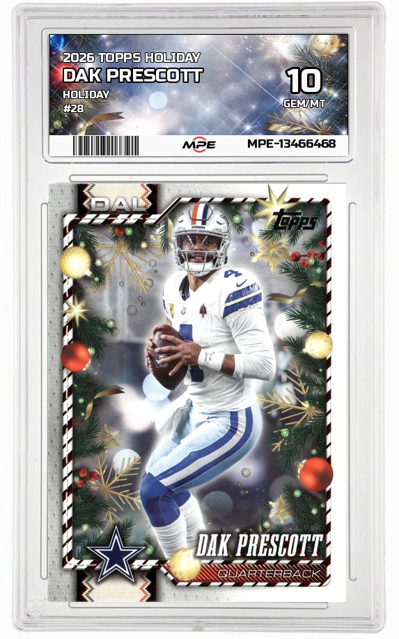 2026 TOPPS HOLIDAY HOLIDAY #28 DAK PRESCOTT MPE 10 GEM/MT — graded card auctioned from the MPE vault