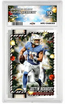 2026 TOPPS HOLIDAY HOLIDAY #54 JUSTIN HERBERT MPE 10 GEM/MT — graded card up for auction
