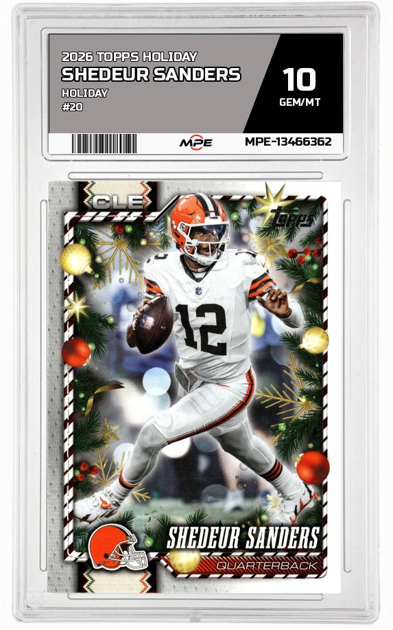 2026 TOPPS HOLIDAY HOLIDAY #20 SHEDEUR SANDERS MPE 10 GEM/MT — graded card auctioned from the MPE vault