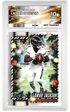 2026 TOPPS HOLIDAY HOLIDAY #9 LAMAR JACKSON MPE 10 GEM/MT — graded card up for auction