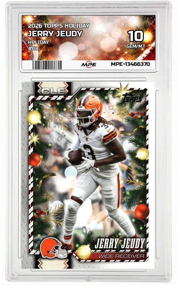 2026 TOPPS HOLIDAY HOLIDAY #118 JERRY JEUDY MPE 10 GEM/MT — graded card auctioned from the MPE vault
