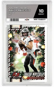 2026 TOPPS HOLIDAY HOLIDAY #95 BAKER MAYFIELD MPE 10 GEM/MT — graded card up for auction