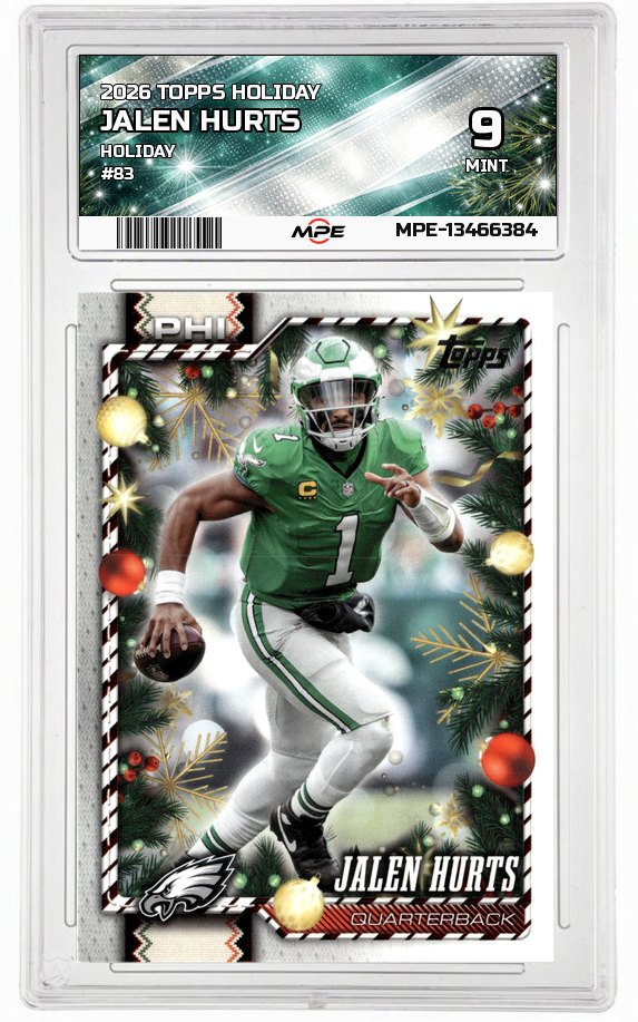 2026 TOPPS HOLIDAY HOLIDAY #83 JALEN HURTS MPE 9 MINT — graded card auctioned from the MPE vault