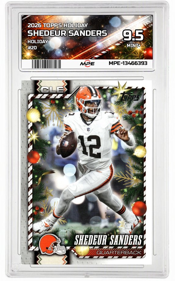 2026 TOPPS HOLIDAY HOLIDAY #20 SHEDEUR SANDERS MPE 9.5 MINT+ — graded card auctioned from the MPE vault