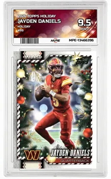 2026 TOPPS HOLIDAY HOLIDAY #99 JAYDEN DANIELS MPE 9.5 MINT+ — graded card up for auction