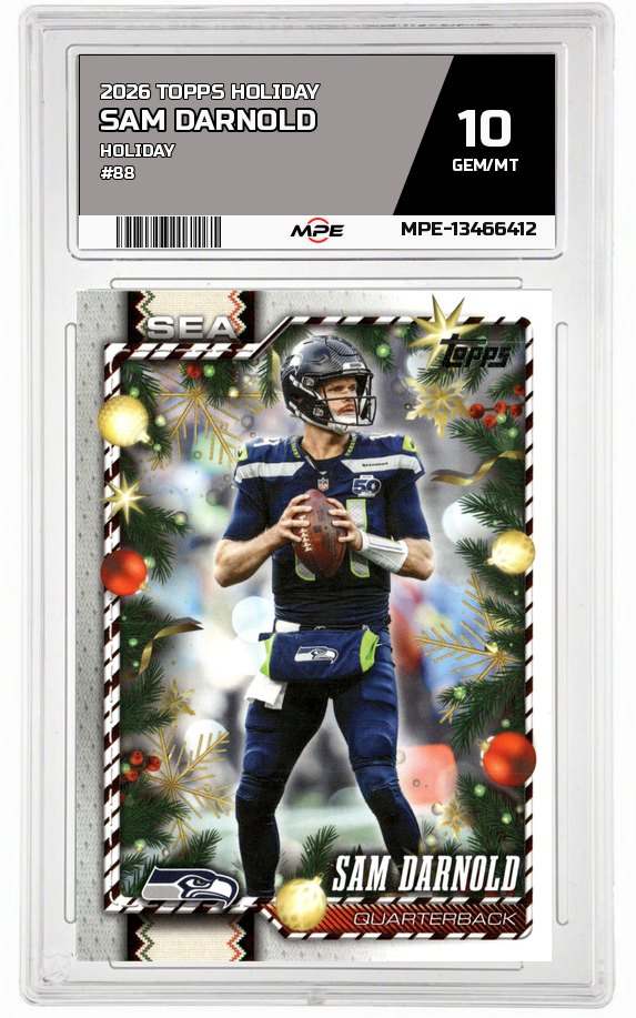 2026 TOPPS HOLIDAY HOLIDAY #88 SAM DARNOLD MPE 10 GEM/MT — graded card auctioned from the MPE vault