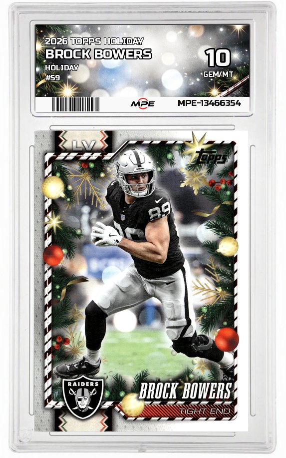 2026 TOPPS HOLIDAY HOLIDAY #59 BROCK BOWERS MPE 10 GEM/MT — graded card auctioned from the MPE vault