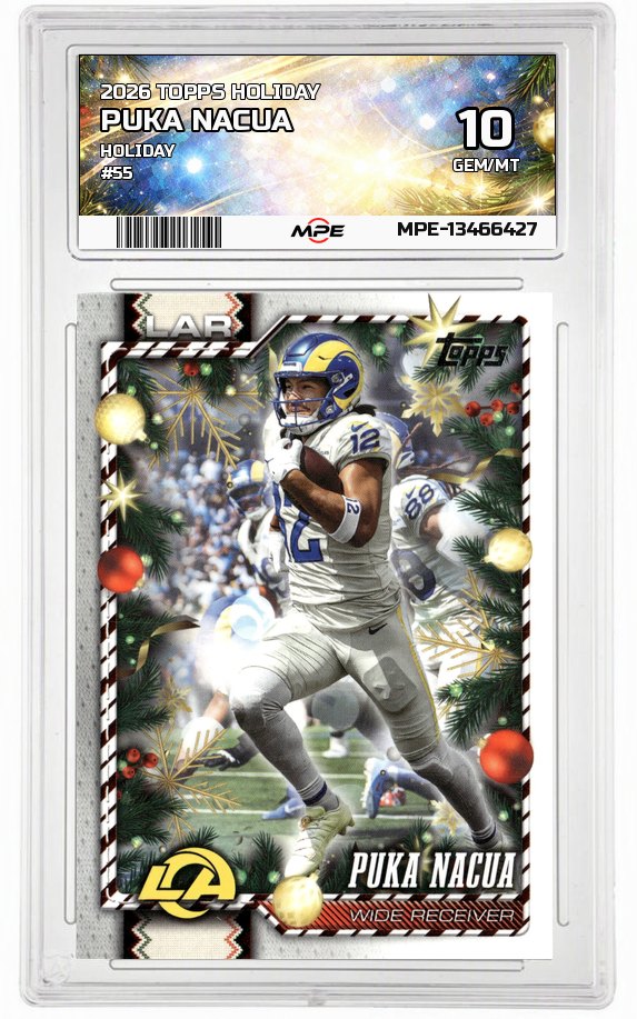 2026 TOPPS HOLIDAY HOLIDAY #55 PUKA NACUA MPE 10 GEM/MT — graded card auctioned from the MPE vault
