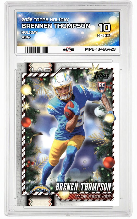 2026 TOPPS HOLIDAY HOLIDAY #184 BRENNEN THOMPSON MPE 10 GEM/MT — graded card auctioned from the MPE vault