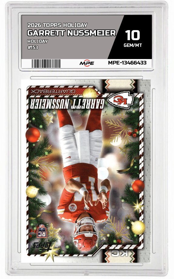 2026 TOPPS HOLIDAY HOLIDAY #153 GARRETT NUSSMEIER MPE 10 GEM/MT — graded card auctioned from the MPE vault