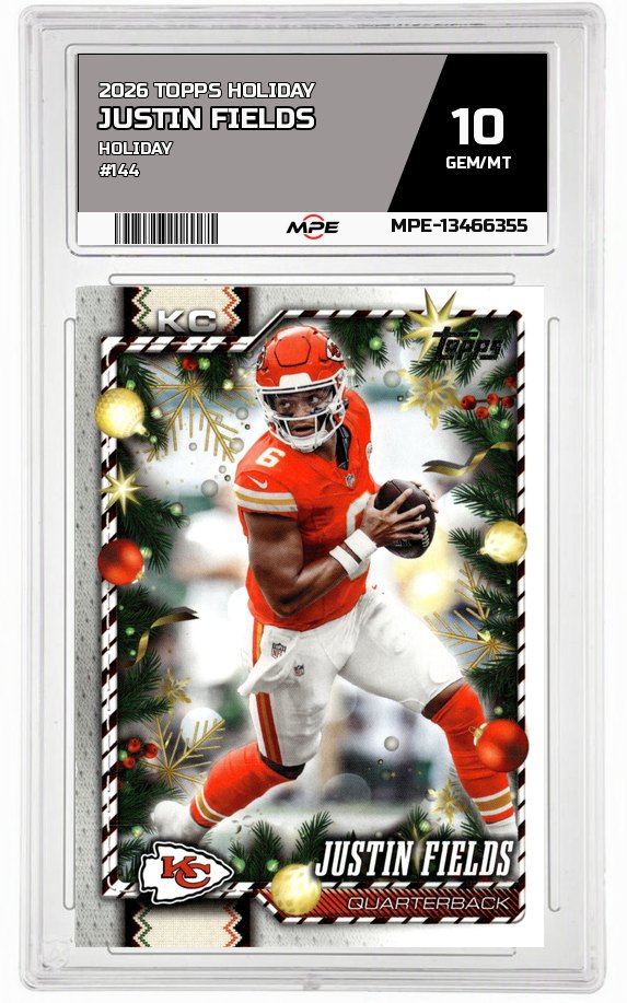 2026 TOPPS HOLIDAY HOLIDAY #144 JUSTIN FIELDS MPE 10 GEM/MT — graded card auctioned from the MPE vault