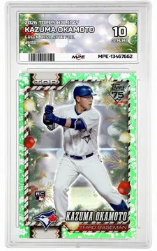 2026 TOPPS HOLIDAY GREEN MISTLETOE FOIL #H88 KAZUMA OKAMOTO MPE 10 GEM/MT — graded card up for auction