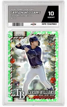 2026 TOPPS HOLIDAY GREEN MISTLETOE FOIL #H105 CARSON WILLIAMS MPE 10 GEM/MT — graded card up for auction