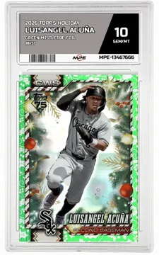 2026 TOPPS HOLIDAY GREEN MISTLETOE FOIL #H51 LUISANGEL ACUÑA MPE 10 GEM/MT — graded card up for auction