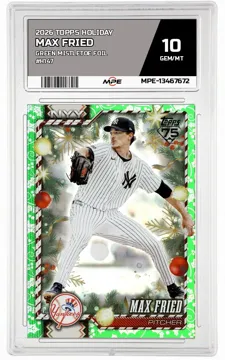 2026 TOPPS HOLIDAY GREEN MISTLETOE FOIL #H147 MAX FRIED MPE 10 GEM/MT — graded card up for auction