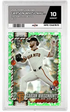2026 TOPPS HOLIDAY GREEN MISTLETOE FOIL #H26 CARSON WHISENHUNT MPE 10 GEM/MT — graded card up for auction