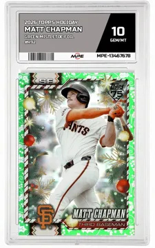 2026 TOPPS HOLIDAY GREEN MISTLETOE FOIL #H92 MATT CHAPMAN MPE 10 GEM/MT — graded card up for auction