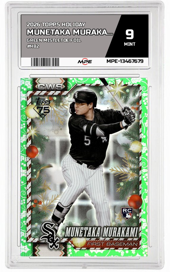 2026 TOPPS HOLIDAY GREEN MISTLETOE FOIL #H82 MUNETAKA MURAKAMI MPE 9 MINT — graded card auctioned from the MPE vault