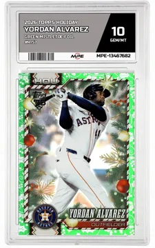 2026 TOPPS HOLIDAY GREEN MISTLETOE FOIL #H157 YORDAN ALVAREZ MPE 10 GEM/MT — graded card up for auction