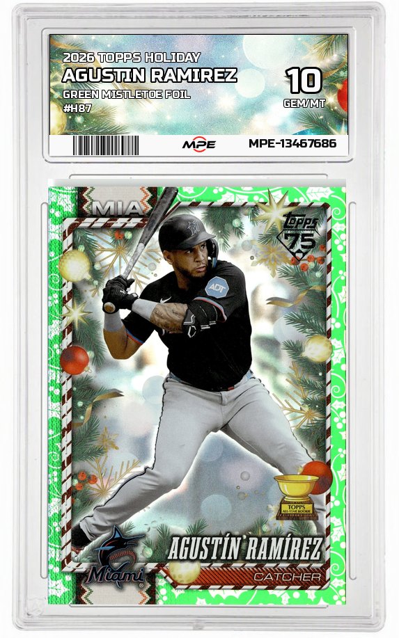 2026 TOPPS HOLIDAY GREEN MISTLETOE FOIL #H87 AGUSTIN RAMIREZ MPE 10 GEM/MT — graded card auctioned from the MPE vault