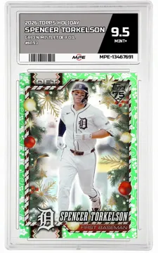 2026 TOPPS HOLIDAY GREEN MISTLETOE FOIL #H193 SPENCER TORKELSON MPE 9.5 MINT+ — graded card up for auction
