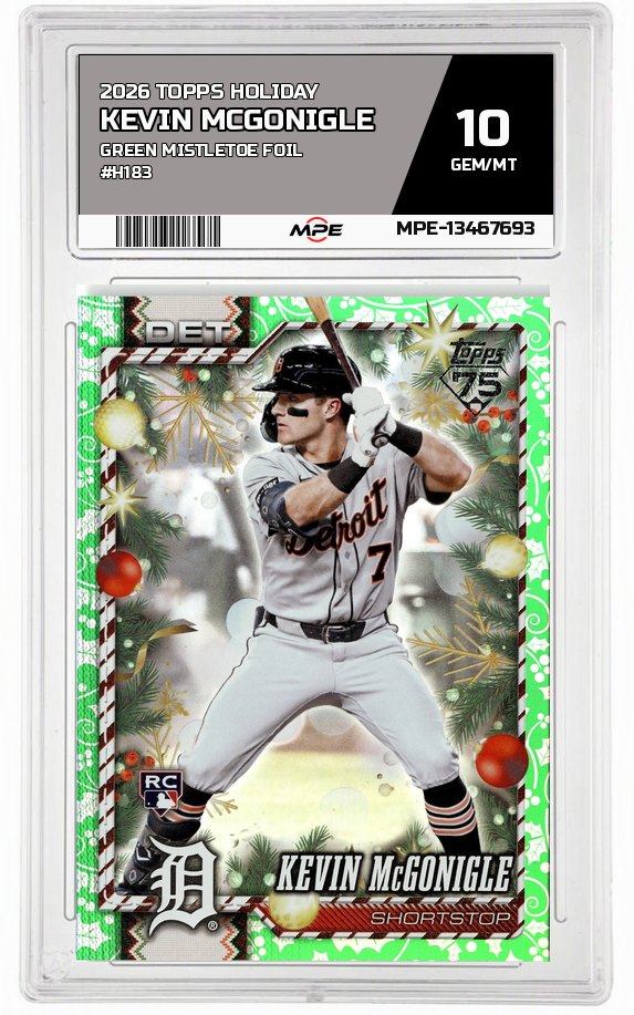 2026 TOPPS HOLIDAY GREEN MISTLETOE FOIL #H183 KEVIN MCGONIGLE MPE 10 GEM/MT — graded card auctioned from the MPE vault