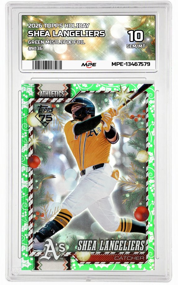 2026 TOPPS HOLIDAY GREEN MISTLETOE FOIL #H136 SHEA LANGELIERS MPE 10 GEM/MT — graded card auctioned from the MPE vault