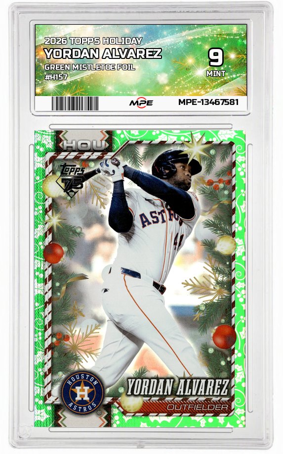 2026 TOPPS HOLIDAY GREEN MISTLETOE FOIL #H157 YORDAN ALVAREZ MPE 9 MINT — graded card auctioned from the MPE vault