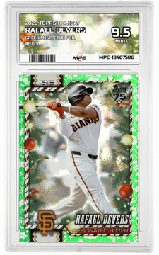2026 TOPPS HOLIDAY GREEN MISTLETOE FOIL #H199 RAFAEL DEVERS MPE 9.5 MINT+ — graded card up for auction
