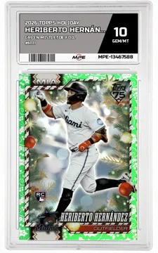2026 TOPPS HOLIDAY GREEN MISTLETOE FOIL #H111 HERIBERTO HERNÁNDEZ MPE 10 GEM/MT — graded card up for auction