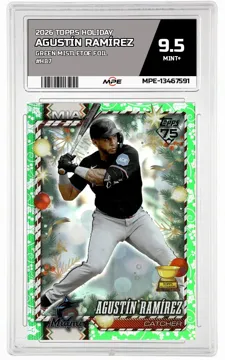 2026 TOPPS HOLIDAY GREEN MISTLETOE FOIL #H87 AGUSTÍN RAMÍREZ MPE 9.5 MINT+ — graded card up for auction