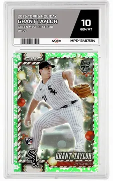 2026 TOPPS HOLIDAY GREEN MISTLETOE FOIL #H49 GRANT TAYLOR MPE 10 GEM/MT — graded card up for auction