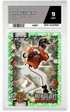 2026 TOPPS HOLIDAY GREEN MISTLETOE FOIL #H119 DREW GILBERT MPE 9 MINT — graded card up for auction