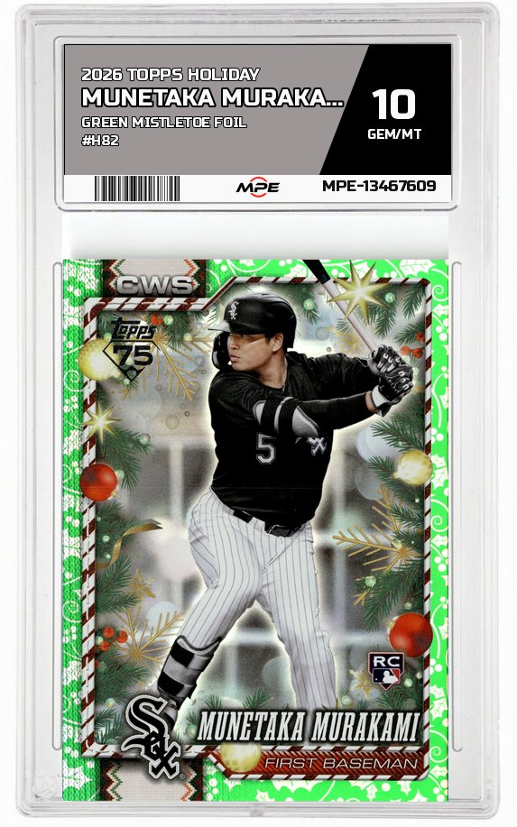 2026 TOPPS HOLIDAY GREEN MISTLETOE FOIL #H82 MUNETAKA MURAKAMI MPE 10 GEM/MT — graded card auctioned from the MPE vault