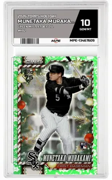 2026 TOPPS HOLIDAY GREEN MISTLETOE FOIL #H82 MUNETAKA MURAKAMI MPE 10 GEM/MT — graded card up for auction