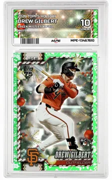 2026 TOPPS HOLIDAY GREEN MISTLETOE FOIL #H119 DREW GILBERT MPE 10 GEM/MT — graded card up for auction