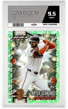 2026 TOPPS HOLIDAY GREEN MISTLETOE FOIL #H113 BRYCE ELDRIDGE MPE 9.5 MINT+ — graded card up for auction