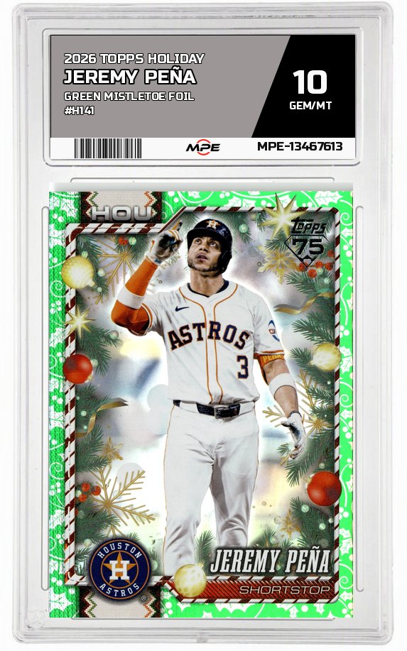 2026 TOPPS HOLIDAY GREEN MISTLETOE FOIL #H141 JEREMY PEÑA MPE 10 GEM/MT — graded card auctioned from the MPE vault