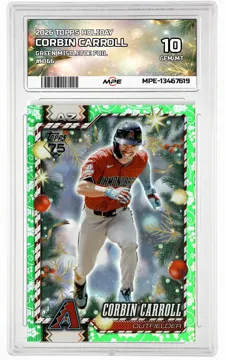 2026 TOPPS HOLIDAY GREEN MISTLETOE FOIL #H166 CORBIN CARROLL MPE 10 GEM/MT — graded card up for auction