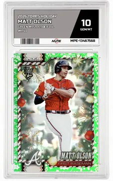 2026 TOPPS HOLIDAY GREEN MISTLETOE FOIL #H140 MATT OLSON MPE 10 GEM/MT — graded card up for auction