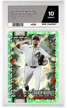 2026 TOPPS HOLIDAY GREEN MISTLETOE FOIL #H175 CORBIN BURNES MPE 10 GEM/MT — graded card up for auction