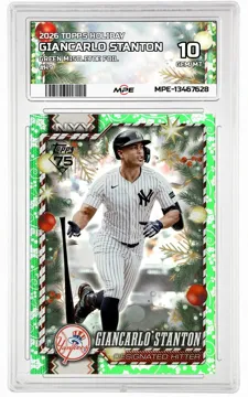 2026 TOPPS HOLIDAY GREEN MISTLETOE FOIL #H9 GIANCARLO STANTON MPE 10 GEM/MT — graded card up for auction