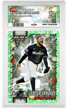 2026 TOPPS HOLIDAY GREEN MISTLETOE FOIL #H99 XAVIER EDWARDS MPE 10 GEM/MT — graded card up for auction