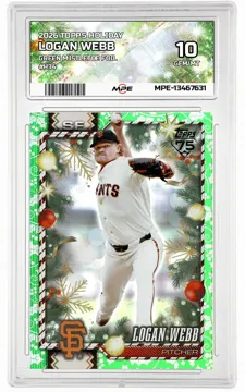 2026 TOPPS HOLIDAY GREEN MISTLETOE FOIL #H34 LOGAN WEBB MPE 10 GEM/MT — graded card up for auction