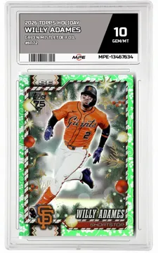 2026 TOPPS HOLIDAY GREEN MISTLETOE FOIL #H172 WILLY ADAMES MPE 10 GEM/MT — graded card up for auction