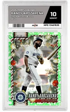 2026 TOPPS HOLIDAY GREEN MISTLETOE FOIL #H40 RANDY AROZARENA MPE 10 GEM/MT — graded card up for auction