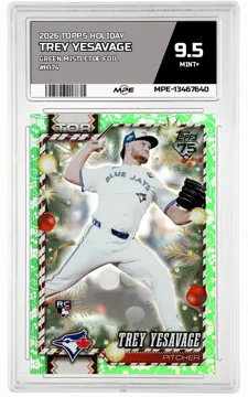 2026 TOPPS HOLIDAY GREEN MISTLETOE FOIL #H174 TREY YESAVAGE MPE 9.5 MINT+ — graded card up for auction