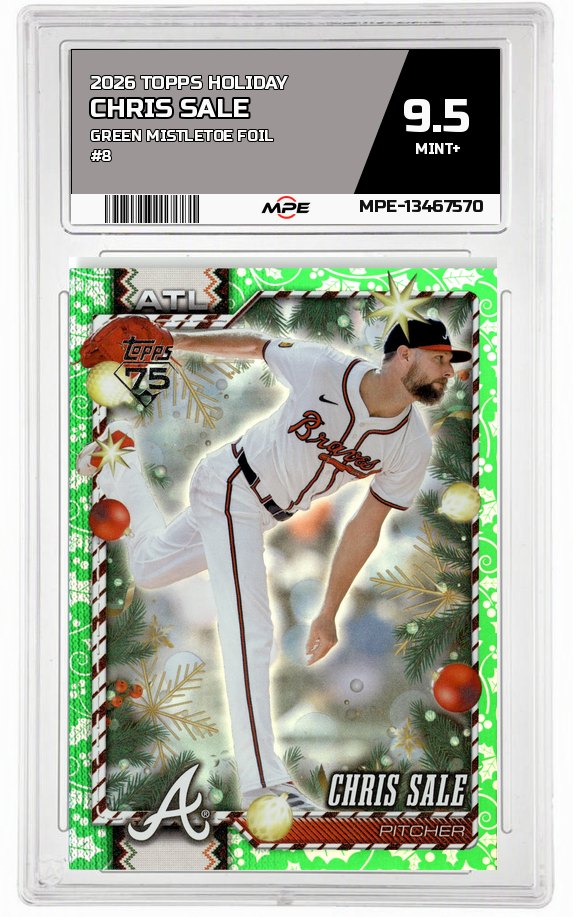 2026 TOPPS HOLIDAY GREEN MISTLETOE FOIL #8 CHRIS SALE MPE 9.5 MINT+ — graded card auctioned from the MPE vault